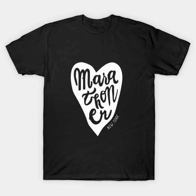 New York Marathoner Heart Handlettered Marathon T-Shirt by SunnyLemonader